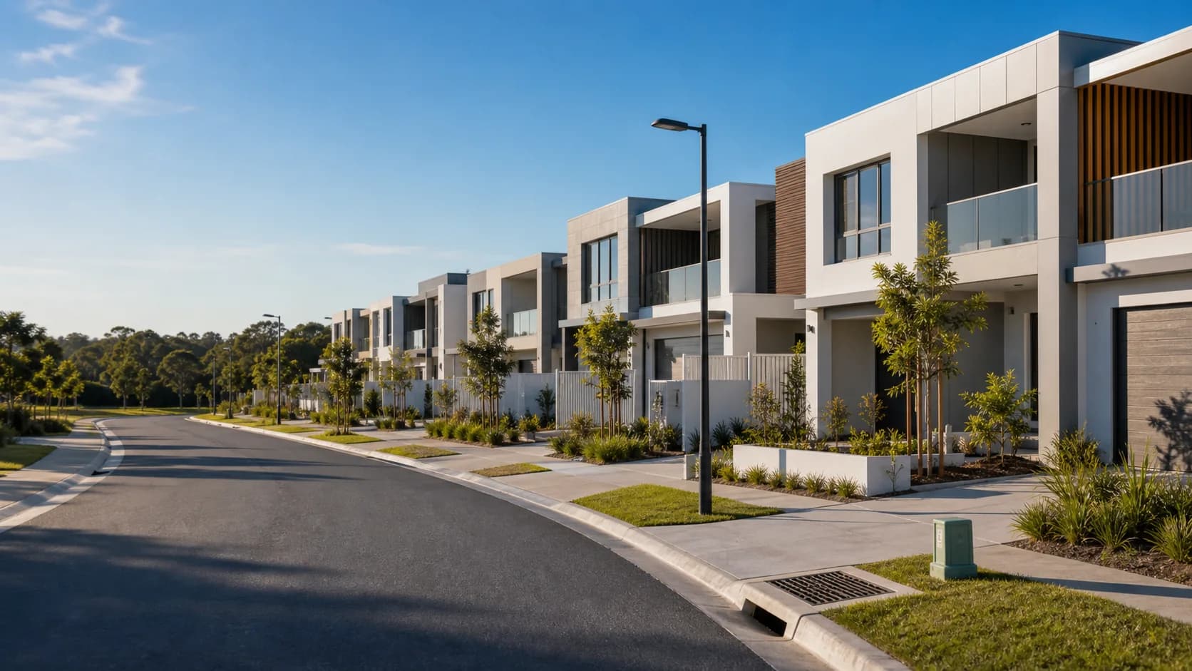 Modern Sunshine Coast townhouse development with access, kerb and drainage infrastructure
